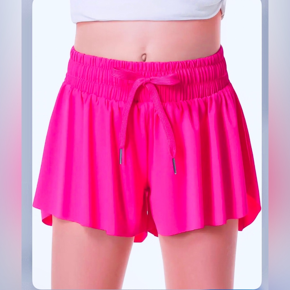 Women's Hot Pink Elastic Waist Tie Shorts